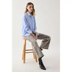 ASH - Blusa Manga Larga Celeste Mujer