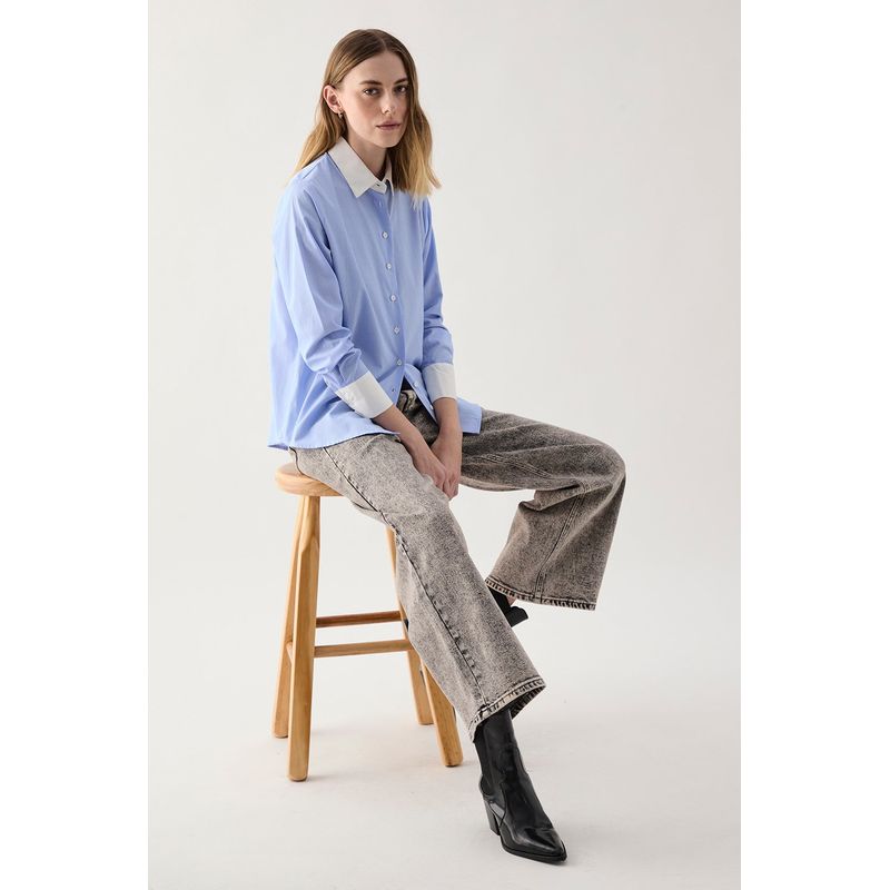ASH - Blusa Manga Larga Celeste Mujer Ash