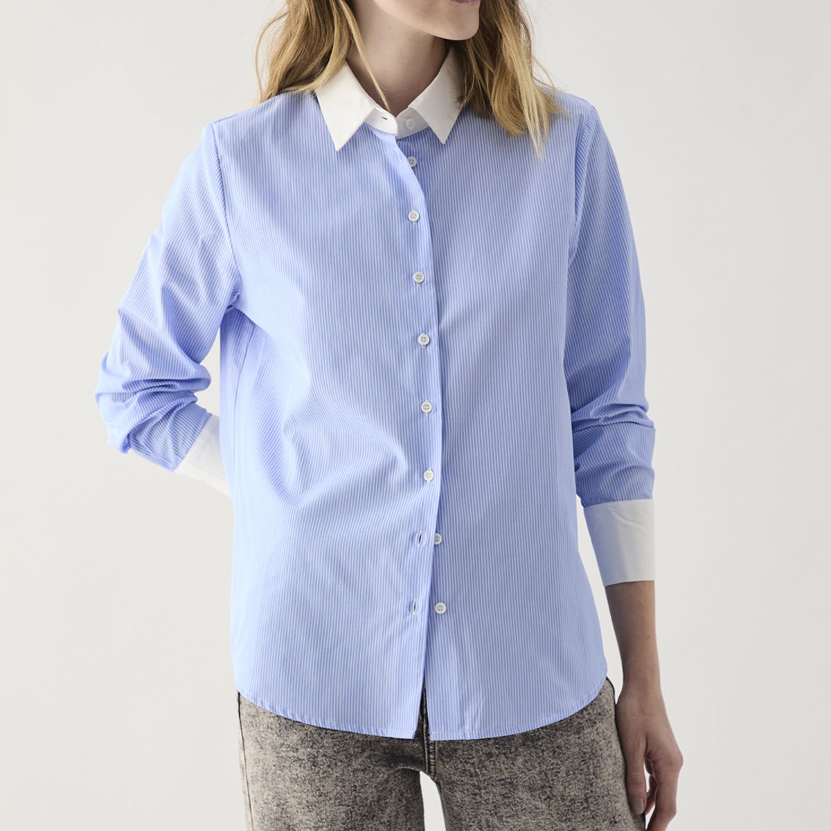 ASH - Blusa Manga Larga Celeste Mujer Ash