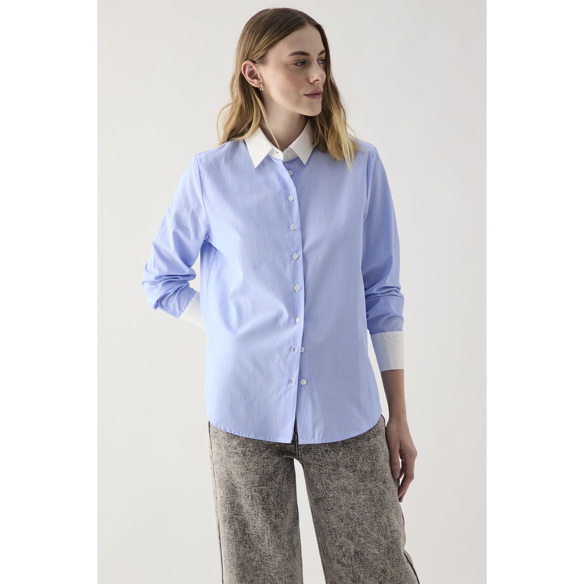 ASH - Blusa Manga Larga Celeste Mujer Ash