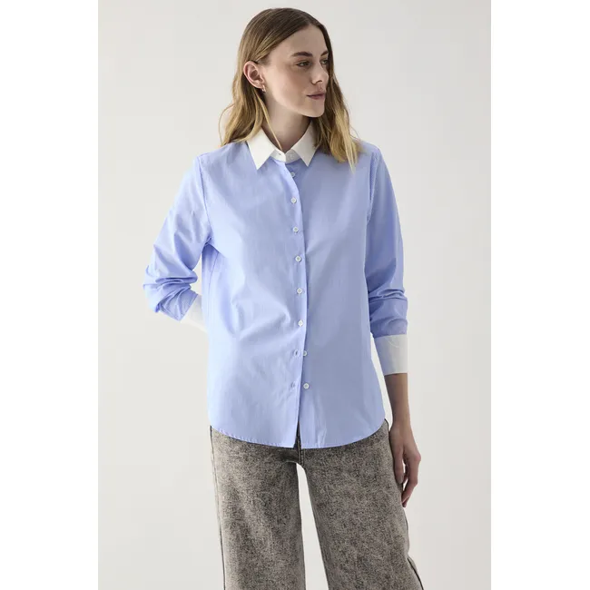 ASH - Blusa Manga Larga Celeste Mujer Ash