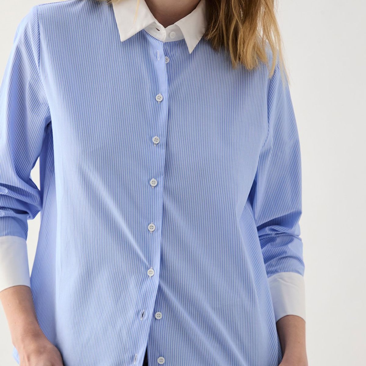 ASH - Blusa Manga Larga Celeste Mujer Ash