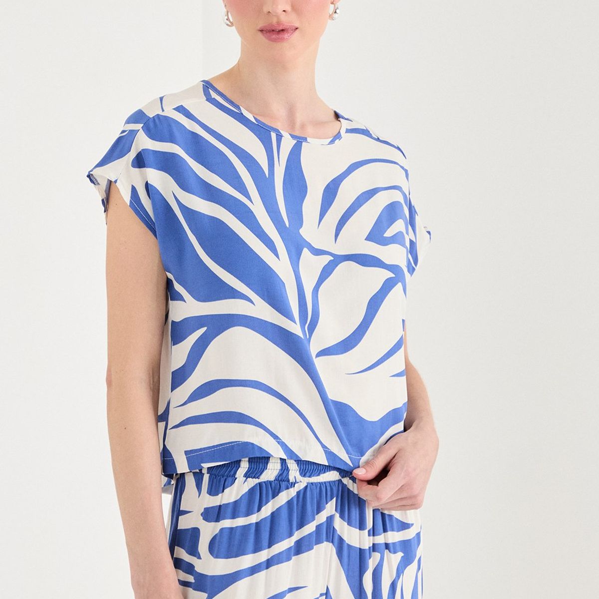 ASH - Blusa Manga Corta Azul Marino Mujer Ash