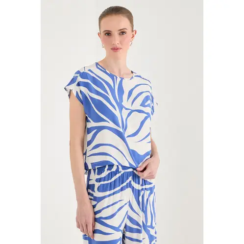 ASH - Blusa Manga Corta Azul Marino Mujer