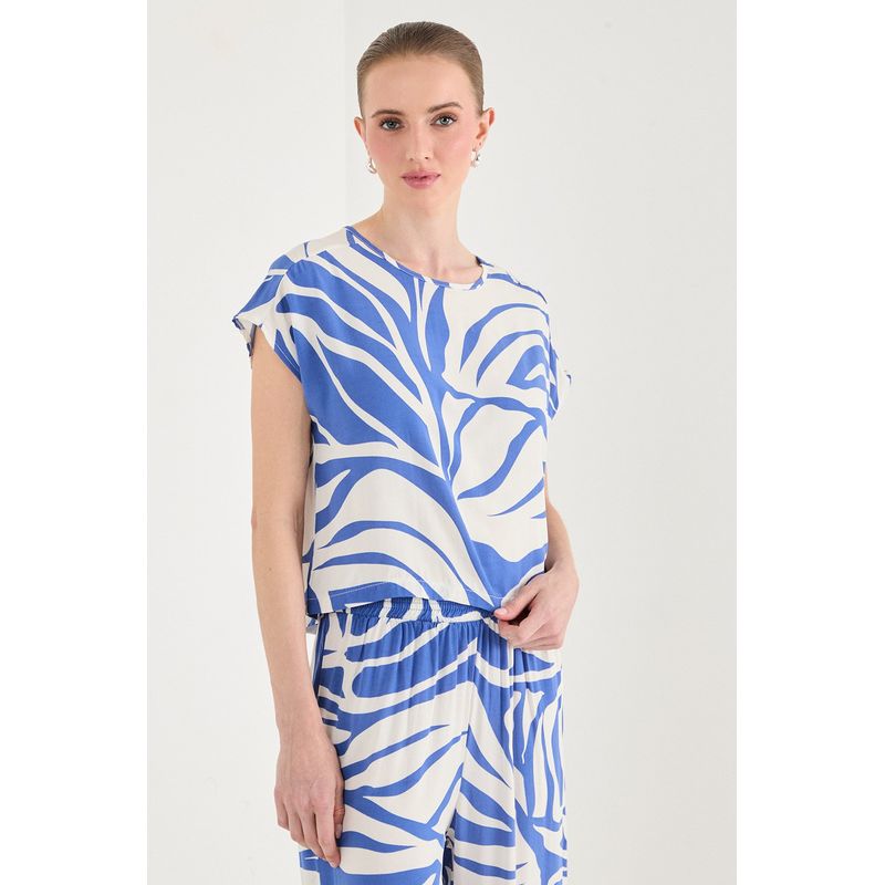 ASH - Blusa Manga Corta Azul Marino Mujer Ash
