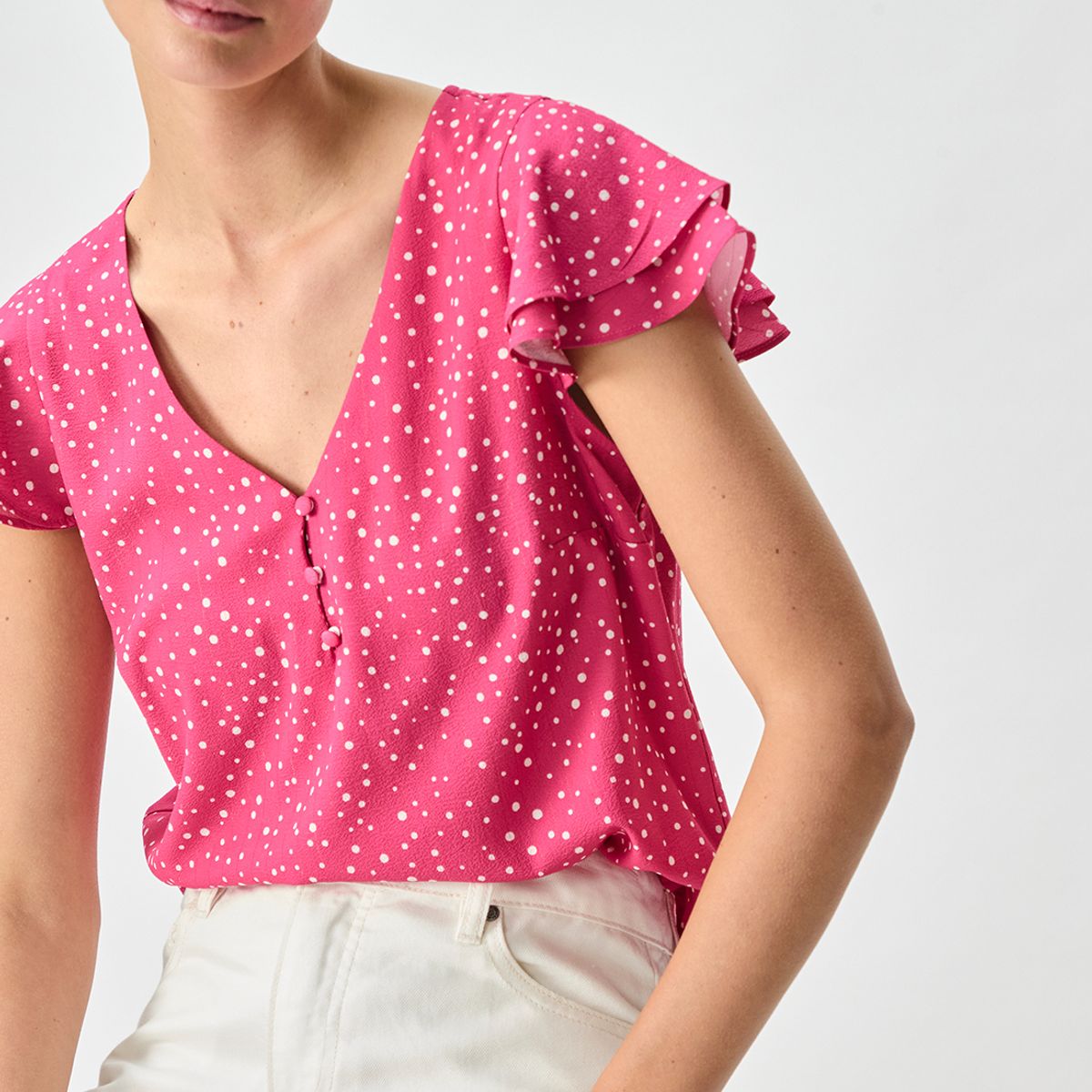 IO - Blusa Manga Corta Fucsia Mujer Io