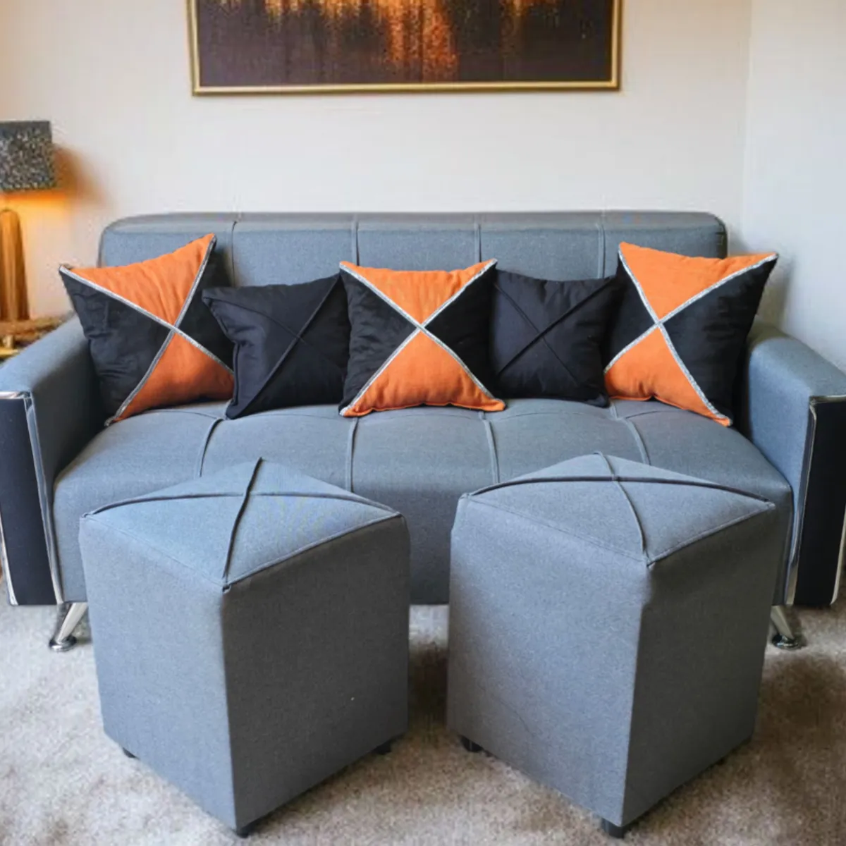 GENERICO - SOFA KAMI 2025 CON PUFF Y COJINES