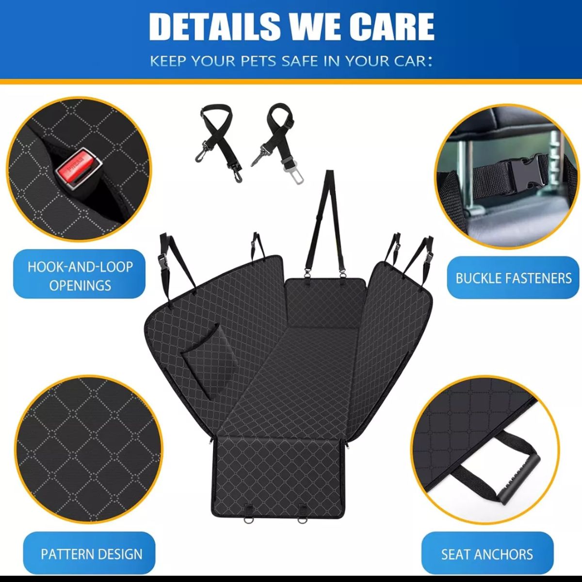 GENERICO - Funda Protectora Asiento Trasero Auto Mascotas Impermeable