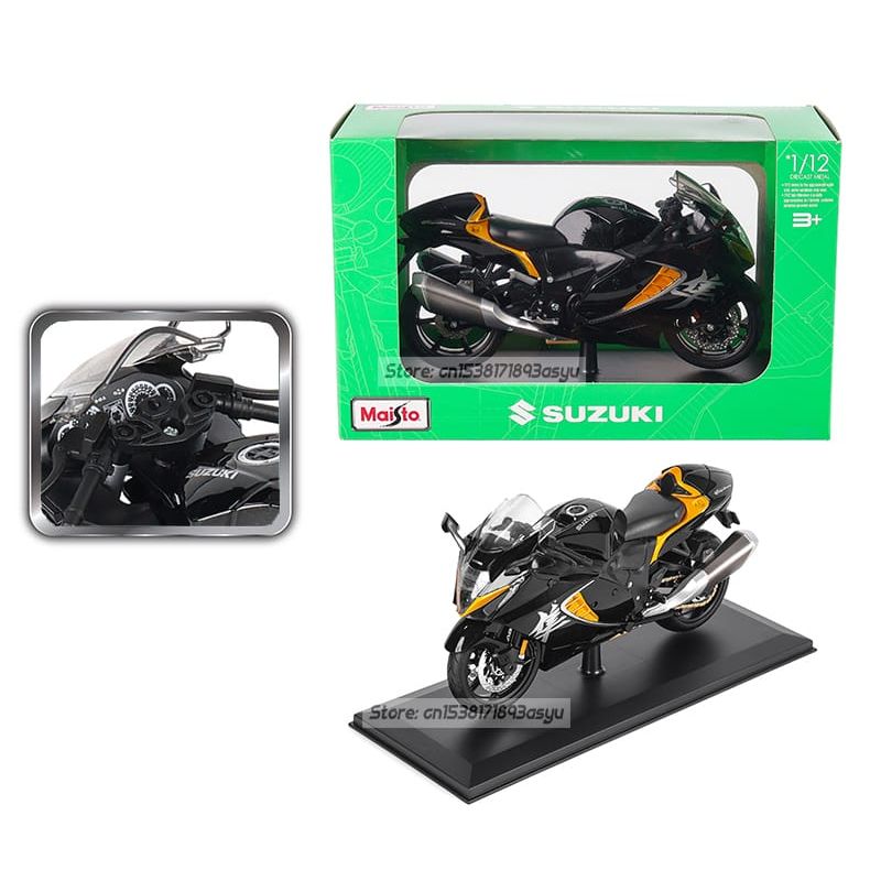 GENERICO - Moto Suzuki Hayabusa 2022 Negra Escala 1:12 Negro/amarillo