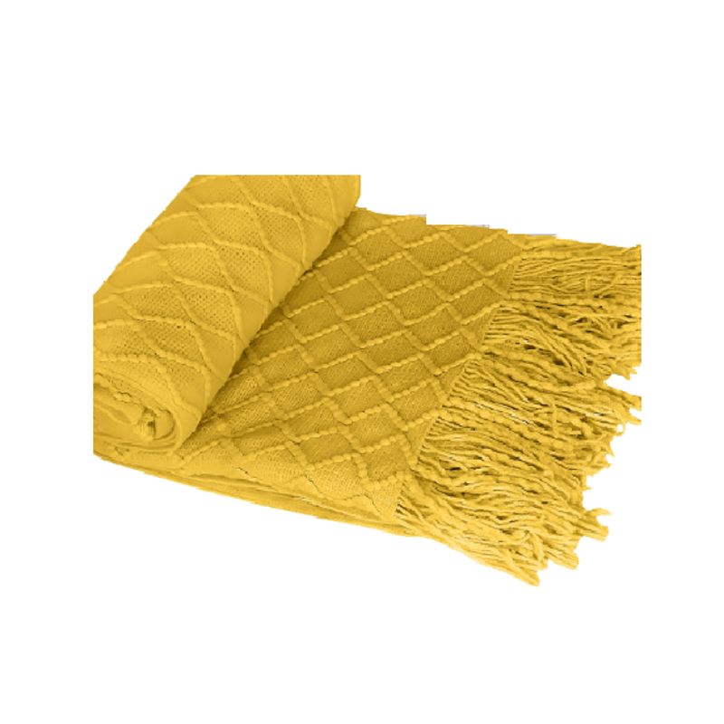 GENERICO - Manta decorativa tejida para sillón piecera o cama color amarillo