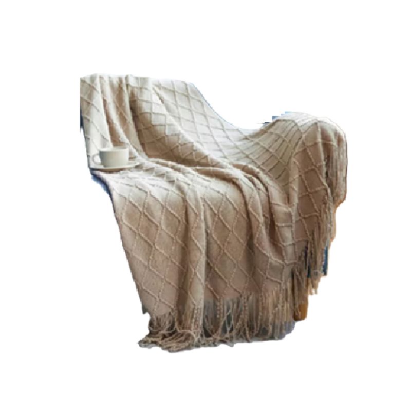 GENERICO - Manta decorativa tejida para sillón piecera o cama color beige