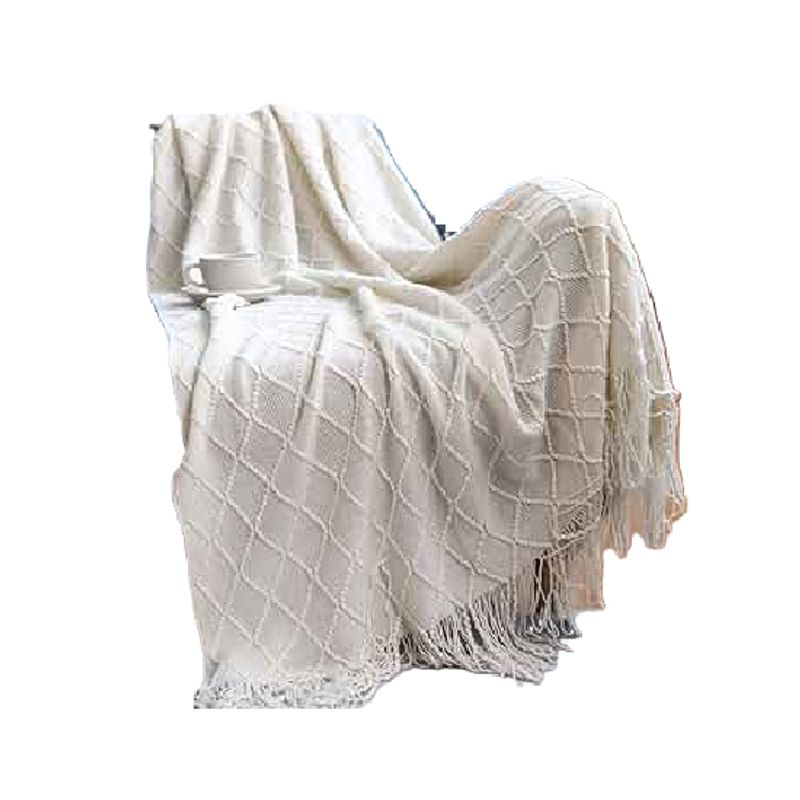 GENERICO - Manta decorativa tejida para sillón piecera o cama color blanco