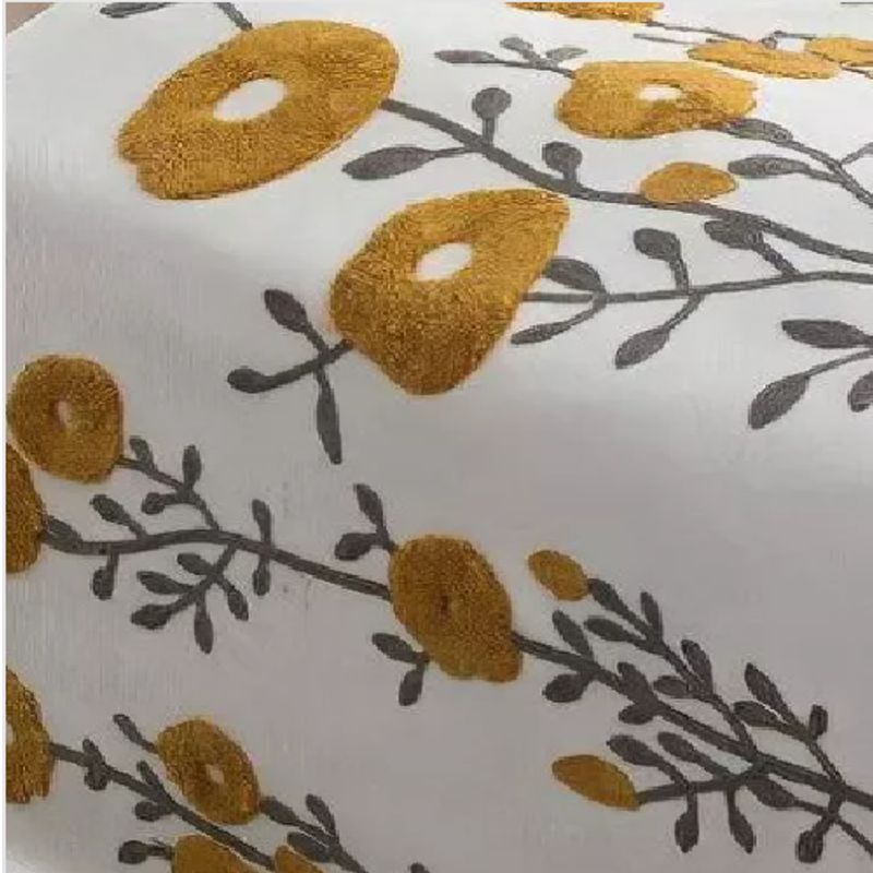 GENERICO - Piecera bordada + 2 fundas de cojín diseño floral 4 color blanco