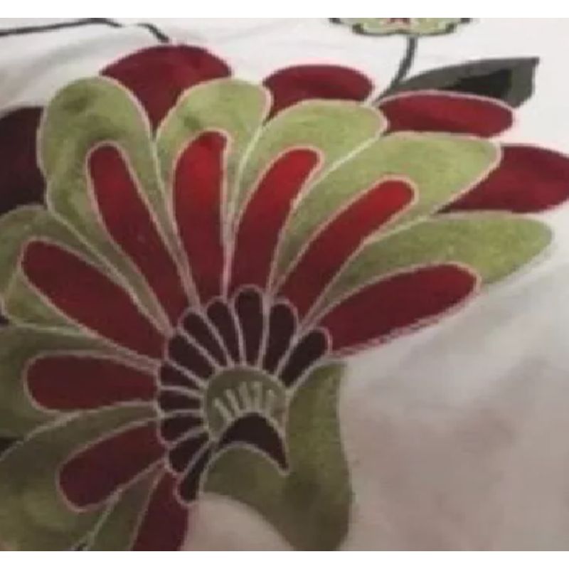 GENERICO - Piecera bordada + 2 fundas de cojín diseño floral 6 color blanco