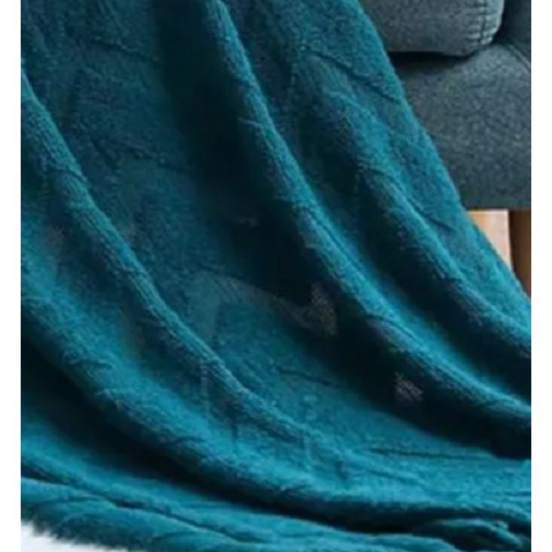 GENERICO - Manta decorativa tejida para sillón y piecera cama color azul