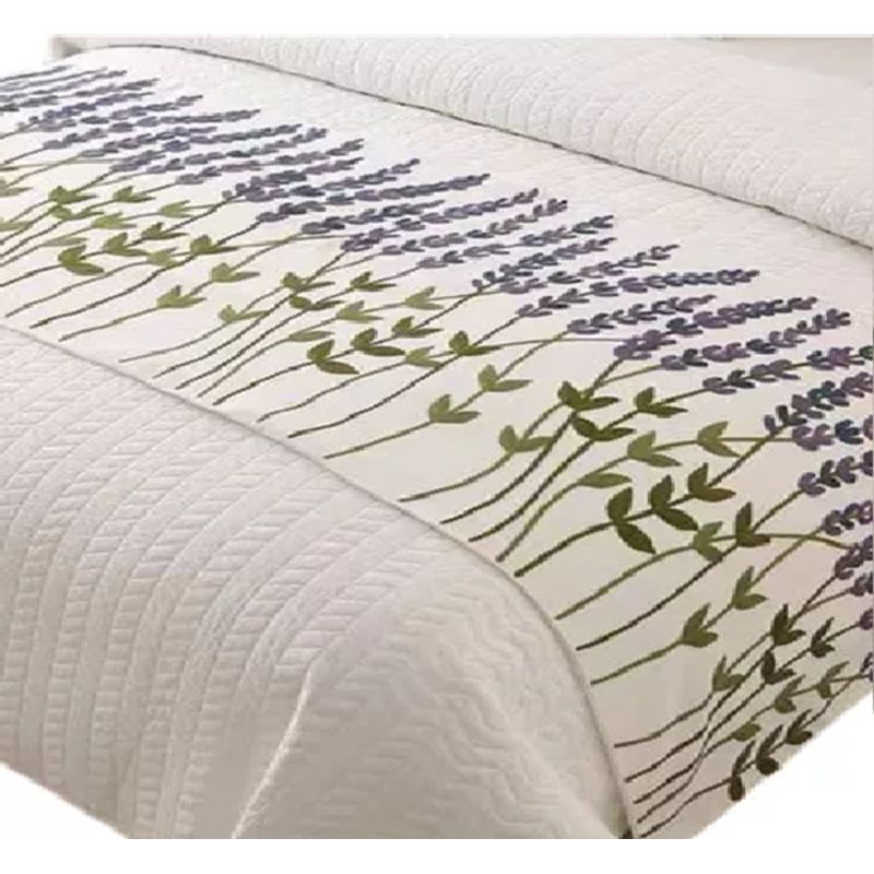 GENERICO - Piecera bordada para cama sin fundas de cojín diseño 3 color crema