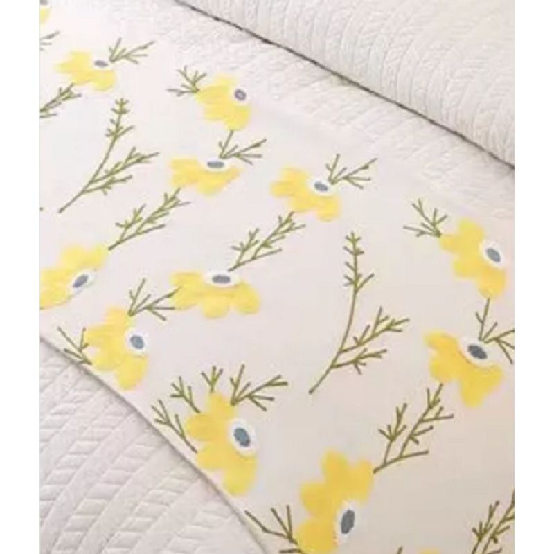GENERICO - Piecera bordada para cama sin fundas de cojín diseño 7 color crema