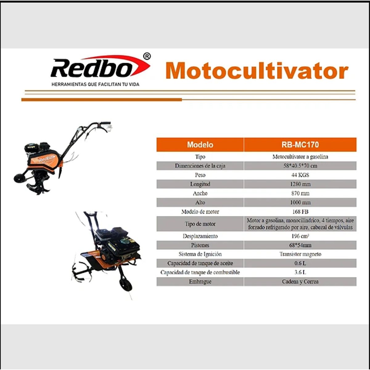REDBO - Motocultivador RB-MC170