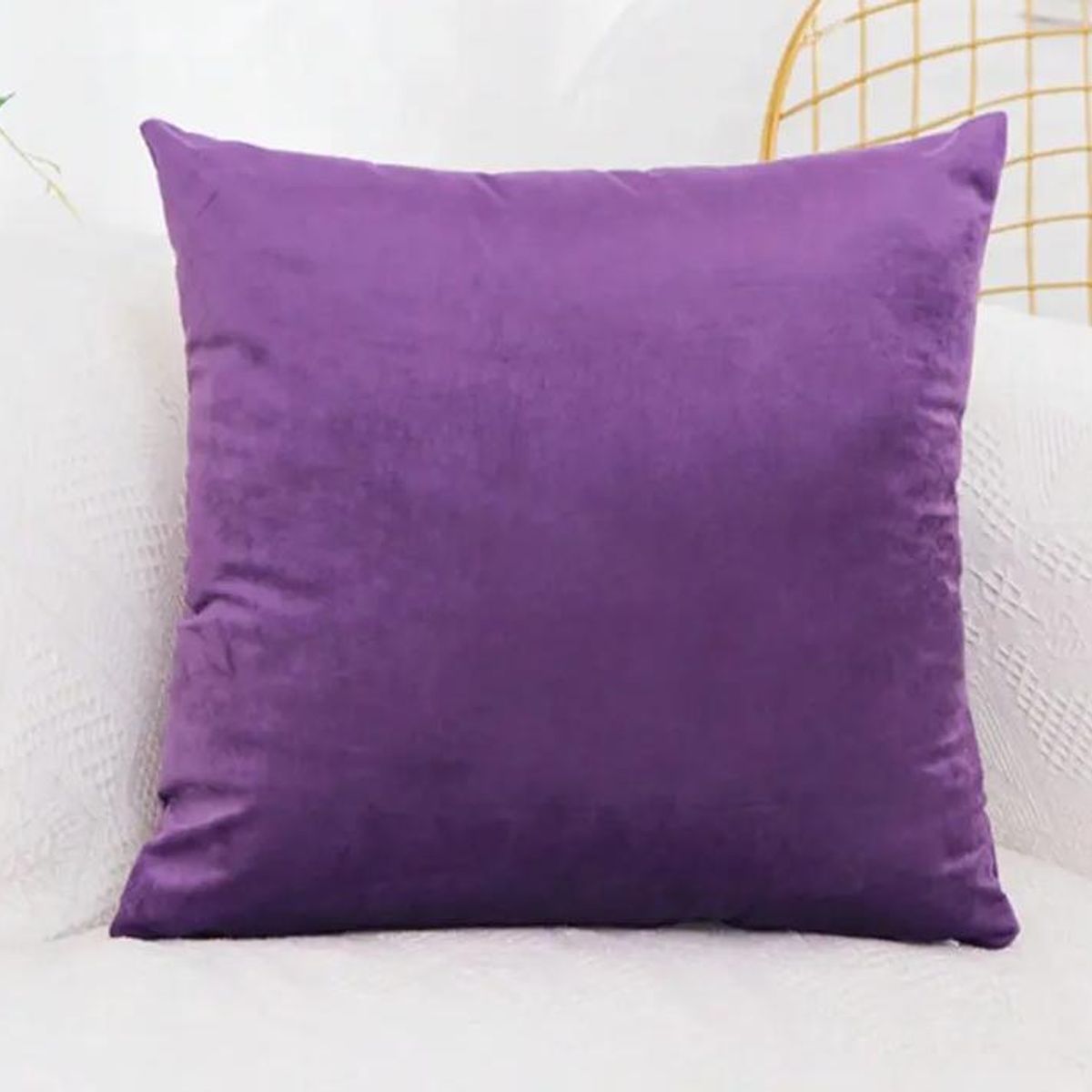 GENERICO - Funda Cojín Velvet Terciopelo Liso en Variedad de Colores - Morado