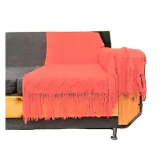 GENERICO - Manta decorativa tejida para sillón piecera o cama color coral