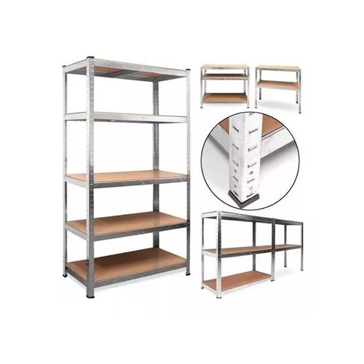 GENERICO - Repisa Metálica Armable Mecano 180x90x40cm 350kg Plateado