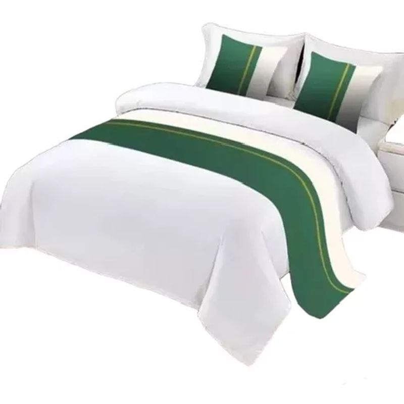 GENERICO - Pieceras cama decorativa 60x200 cm + 2 fundas 45x45 diseño 1 verde