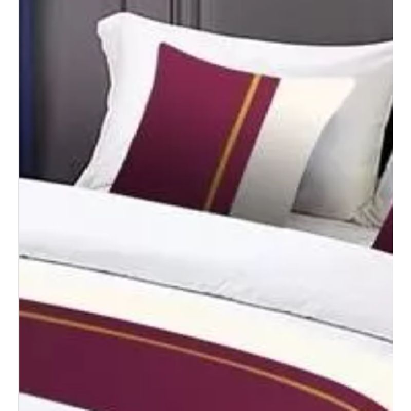 GENERICO - Pieceras cama decorativa 60x200 cm + 2 fundas 45x45 diseño 2 burdeos