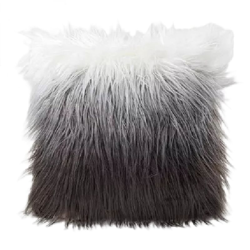 GENERICO - Fundas de cojín peluditas 45x45 cm color gris con blanco