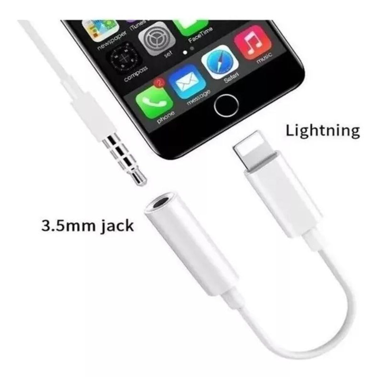 GENERICO - Adaptador iPhone Auxiliar Jac 3.5 mm