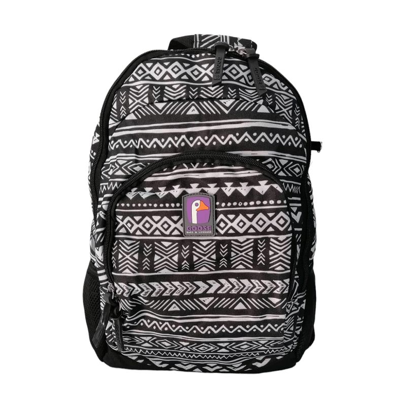 GOOSE - Mochila Goose Di Como Etnico Negro Gris Plata