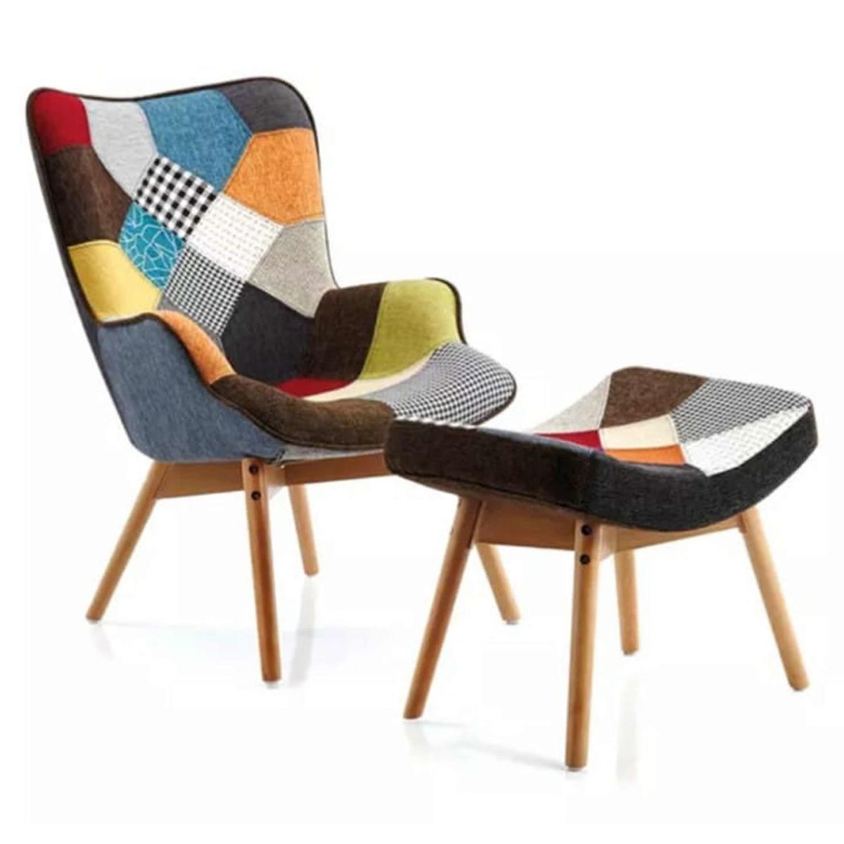 ECOMUSO - SITIAL + BANQUETA PATCHWORK MIX COLOR ECOMUSO EM048