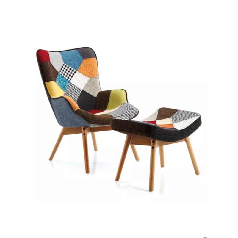 ECOMUSO - SITIAL + BANQUETA PATCHWORK MIX COLOR ECOMUSO EM048