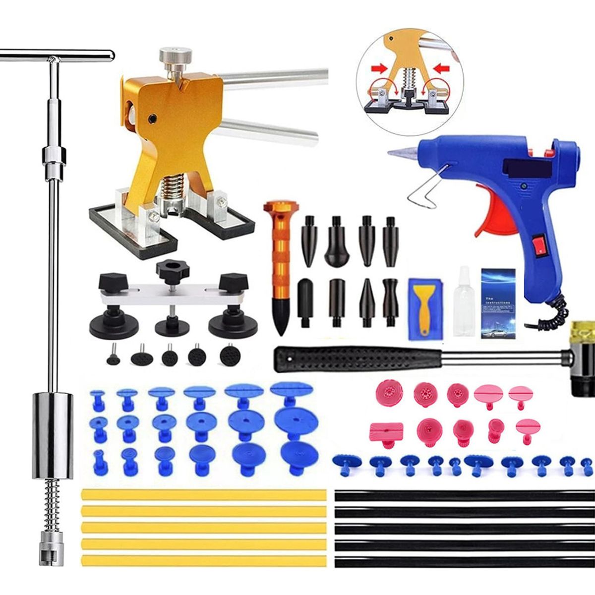 EVERSO - Kit Desarrollador Reparador De Abolladuras Auto 70 Pcs