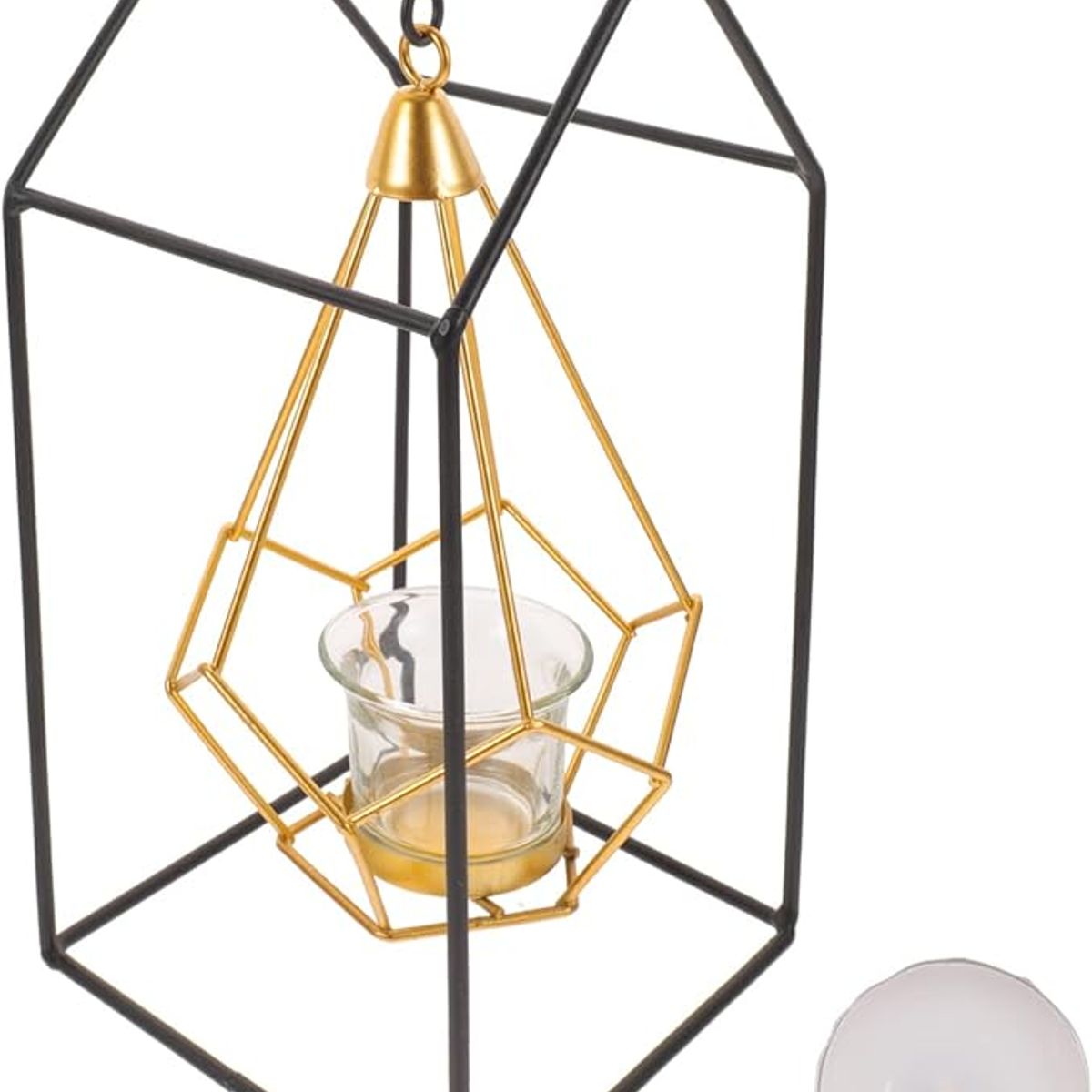 GENERICO - PORTA CANDELABRO METALICO DISEÑO CASA 26 X 13 CMS