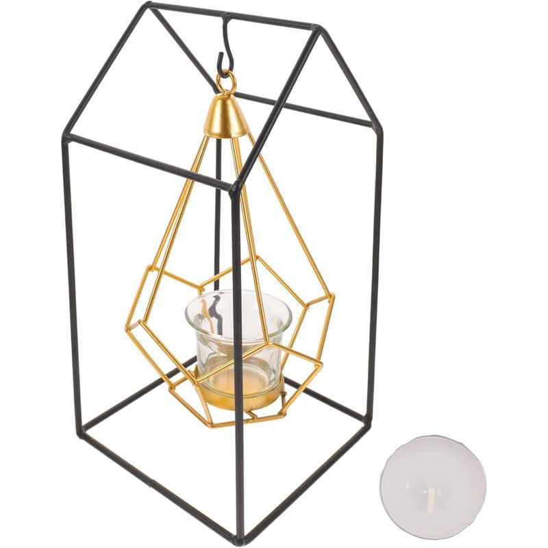 GENERICO - PORTA CANDELABRO METALICO DISEÑO CASA 26 X 13 CMS