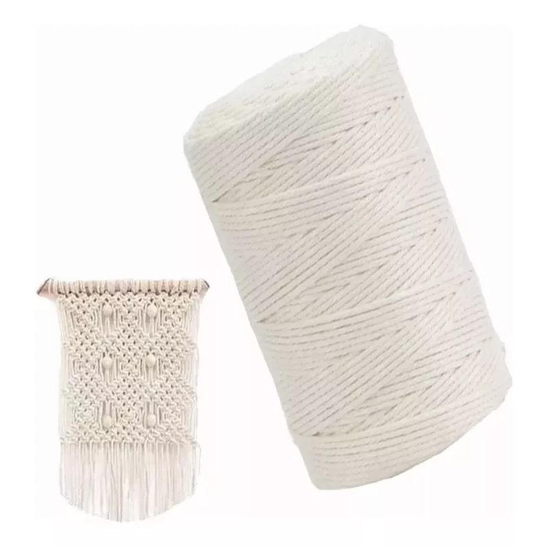 BITART - Cordón Macramé Peinado 3mm 300 Metros 100% Algodón Crudo