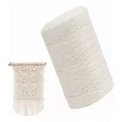 BITART - Cordón Macramé Peinado 3mm 300 Metros 100% Algodón Crudo