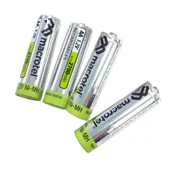 MACROTEL - Pack 4 Pilas Recargables AA 1.2v 2700mha