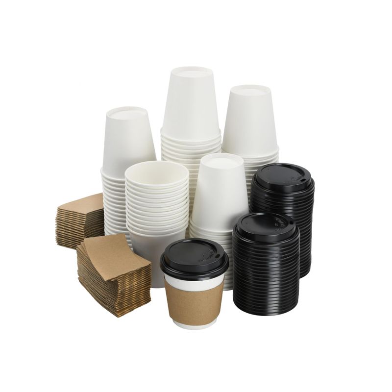 GENERICO - Vaso Café Polipapel Blanco 8 Onzas Con Tapa+manga, 50 Unid.