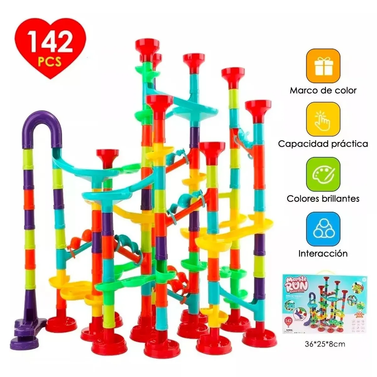 MUNDO MAGIA - Pista De Bolitas 142 Uds Juguete Bloques De Construcción