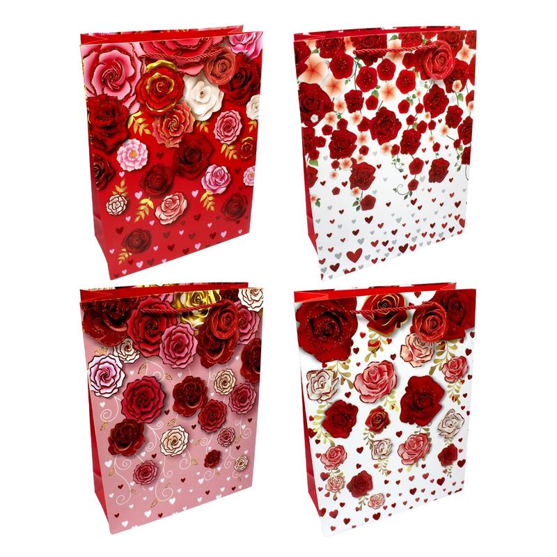 GENERICO - BOLSA DE REGALO ROSAS 26X32 X12UNI