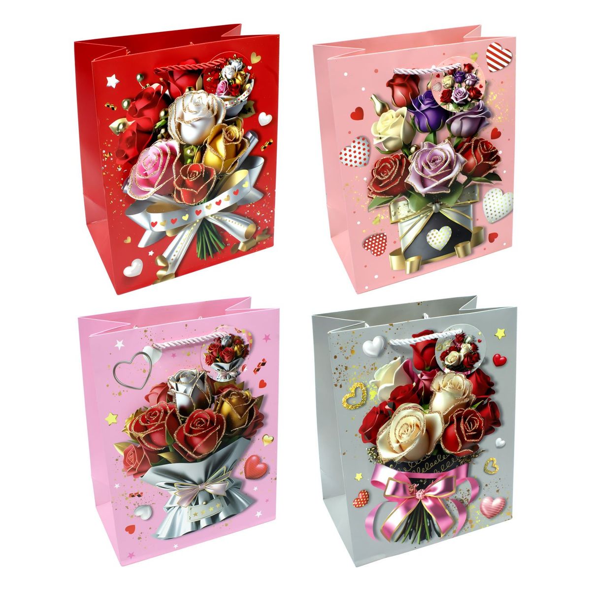 GENERICO - BOLSA DE REGALO ROSAS BOUQUET 26X32 X12UNI