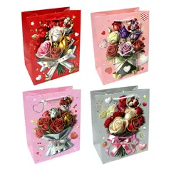 GENERICO - BOLSA DE REGALO ROSAS BOUQUET 26X32 X12UNI