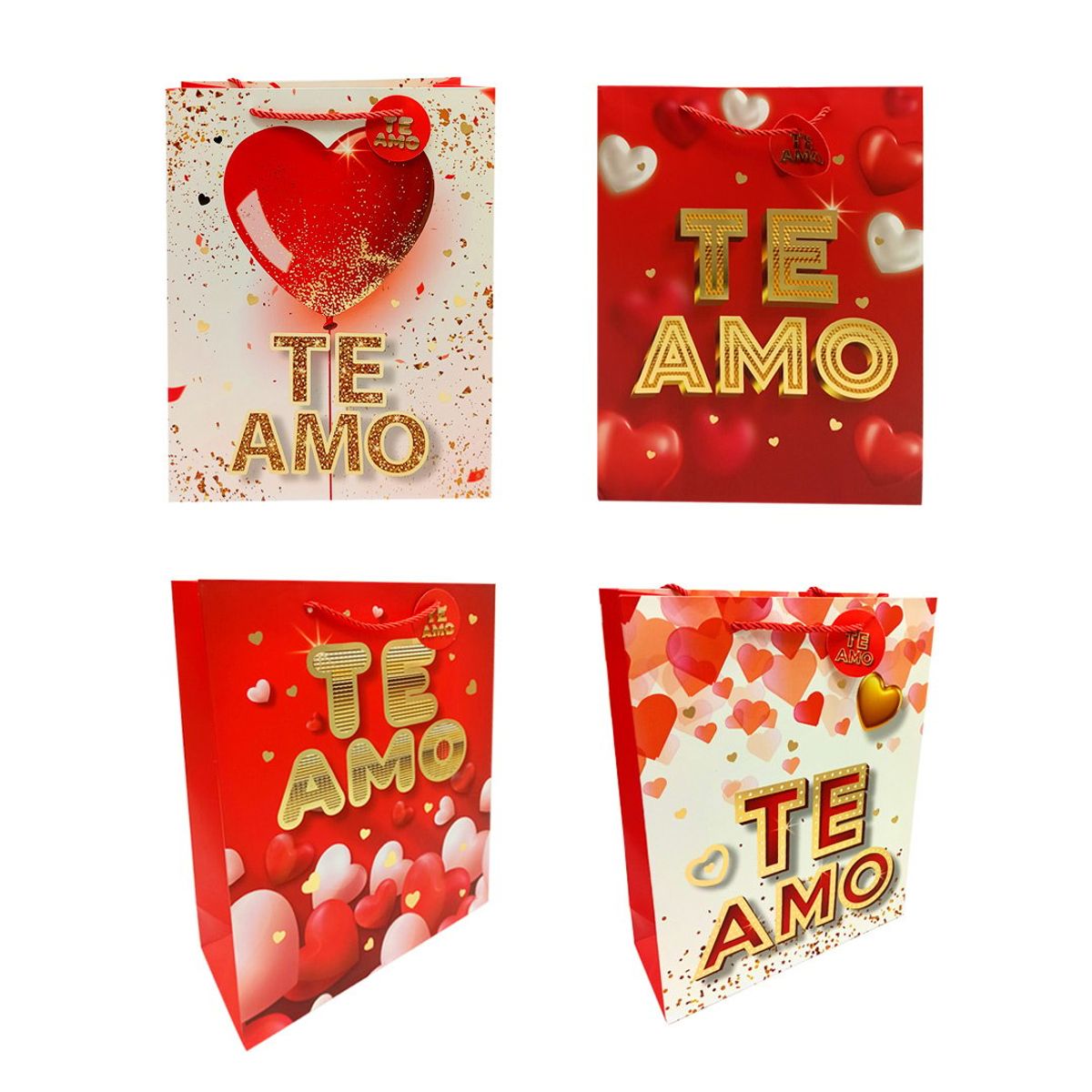 GENERICO - BOLSA DE REGALO TE AMO METALLIC 18X23 X1UNI