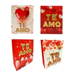 GENERICO - BOLSA DE REGALO TE AMO METALLIC 18X23 X1UNI