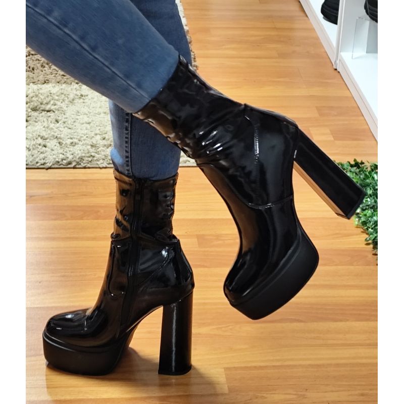 SNOOPY - Botin Charol Mujer Taco Alto con Plataforma M350