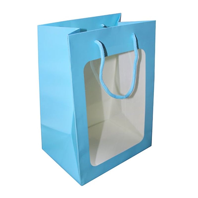 GENERICO - BOLSA DE REGALO VENTANA 25X18X13 CM CELESTE X12 UNI