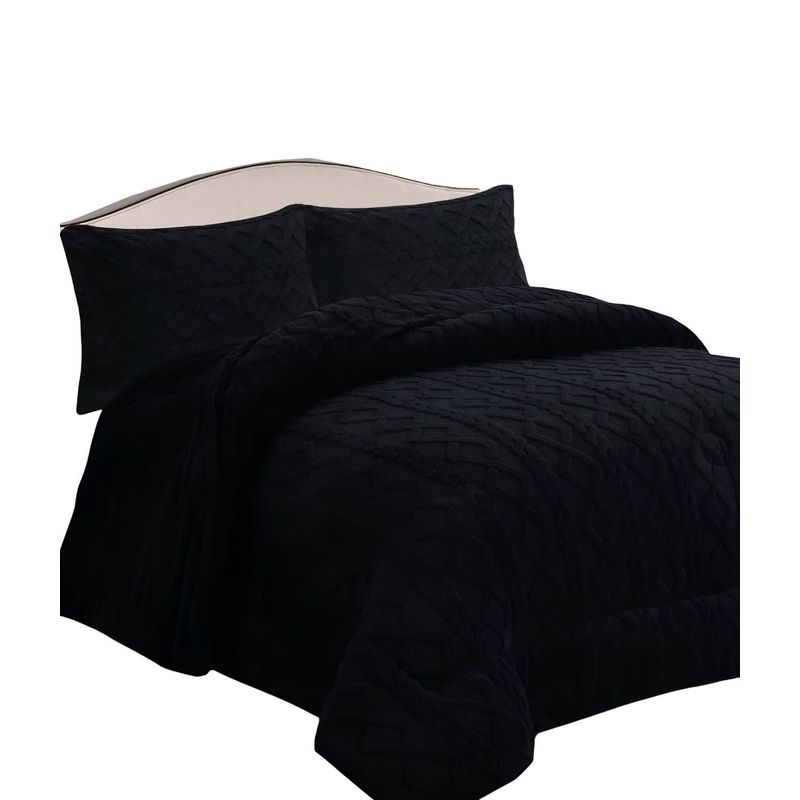 GENERICO - CUBRECAMA GRUESO PARA INVIERNO KING - SUPER NEGRO