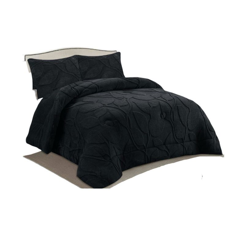 GENERICO - CUBRECAMA GRUESO PARA INVIERNO 2 PLAZAS NEGRO