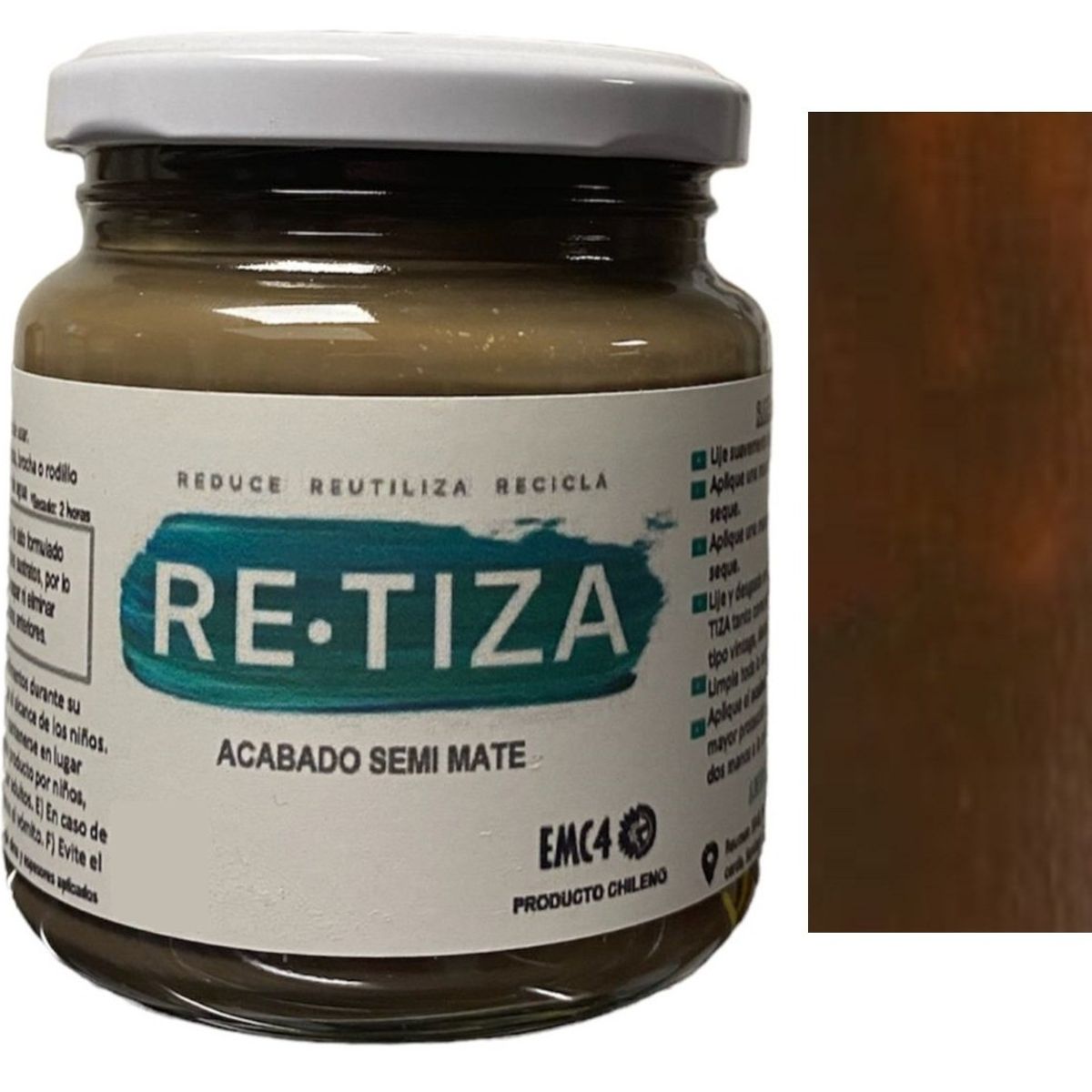 RETIZA - BARNIZ TONO NOGAL  240 ml.  Acabado ecológico y orgánico base agua